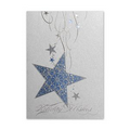 Hanging Blue Star Greeting Card - Silver Lined White Envelope